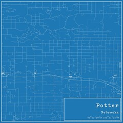 Obraz premium Blueprint US city map of Potter, Nebraska.