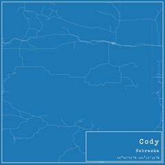 Blueprint US city map of Cody, Nebraska.