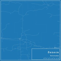 Blueprint US city map of Seneca, Nebraska.