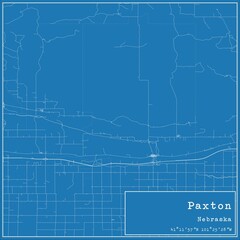 Blueprint US city map of Paxton, Nebraska. - obrazy, fototapety, plakaty