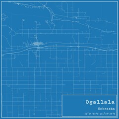 Blueprint US city map of Ogallala, Nebraska. - obrazy, fototapety, plakaty