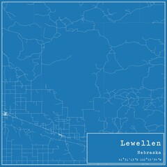 Blueprint US city map of Lewellen, Nebraska.