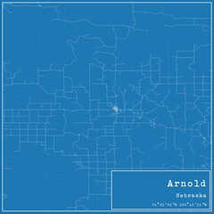 Blueprint US city map of Arnold, Nebraska.