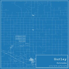 Blueprint US city map of Gurley, Nebraska.