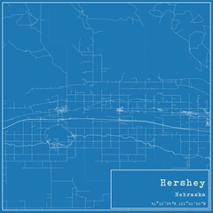 Blueprint US city map of Hershey, Nebraska.