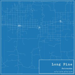 Blueprint US city map of Long Pine, Nebraska.