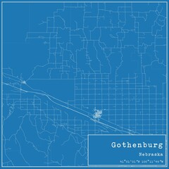 Blueprint US city map of Gothenburg, Nebraska.
