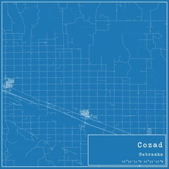 Blueprint US city map of Cozad, Nebraska.