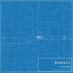 Obraz premium Blueprint US city map of Kimball, Nebraska.