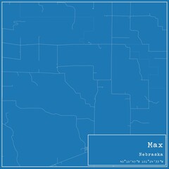 Fototapeta premium Blueprint US city map of Max, Nebraska.