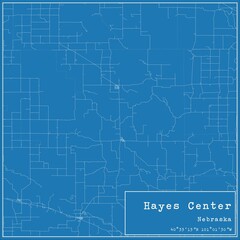 Obraz premium Blueprint US city map of Hayes Center, Nebraska.