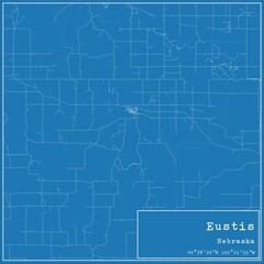 Blueprint US city map of Eustis, Nebraska.