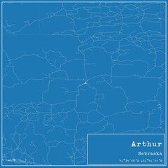 Obraz premium Blueprint US city map of Arthur, Nebraska.
