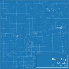 Obraz premium Blueprint US city map of Bartley, Nebraska.