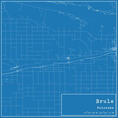 Blueprint US city map of Brule, Nebraska. - obrazy, fototapety, plakaty