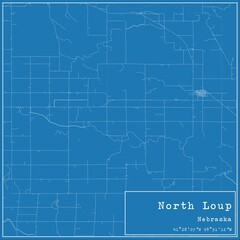Blueprint US city map of North Loup, Nebraska.