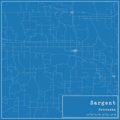 Blueprint US city map of Sargent, Nebraska.