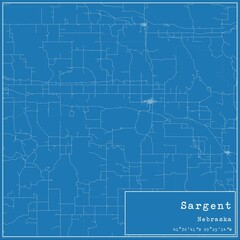 Blueprint US city map of Sargent, Nebraska.