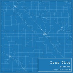 Blueprint US city map of Loup City, Nebraska. - obrazy, fototapety, plakaty