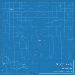 Blueprint US city map of Wolbach, Nebraska. - obrazy, fototapety, plakaty