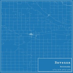 Blueprint US city map of Ravenna, Nebraska.