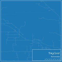 Blueprint US city map of Taylor, Nebraska.