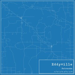 Blueprint US city map of Eddyville, Nebraska.