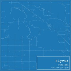 Obraz premium Blueprint US city map of Elyria, Nebraska.