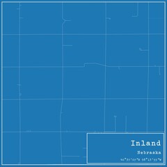 Blueprint US city map of Inland, Nebraska.