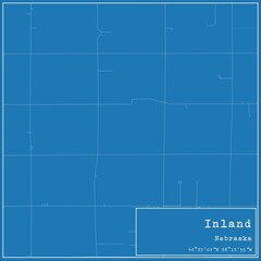 Blueprint US city map of Inland, Nebraska.