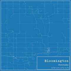 Blueprint US city map of Bloomington, Nebraska.
