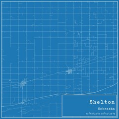 Blueprint US city map of Shelton, Nebraska.