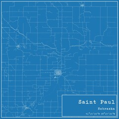 Blueprint US city map of Saint Paul, Nebraska.
