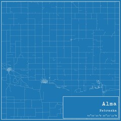 Blueprint US city map of Alma, Nebraska.