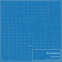 Fototapeta premium Blueprint US city map of Orchard, Nebraska.