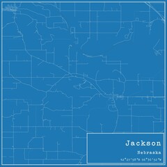 Blueprint US city map of Jackson, Nebraska.