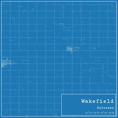 Blueprint US city map of Wakefield, Nebraska.