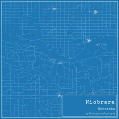 Blueprint US city map of Niobrara, Nebraska.