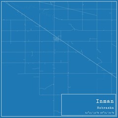 Blueprint US city map of Inman, Nebraska.