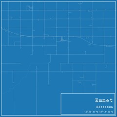 Blueprint US city map of Emmet, Nebraska.