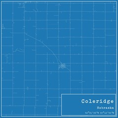 Blueprint US city map of Coleridge, Nebraska.