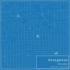 Blueprint US city map of Creighton, Nebraska.