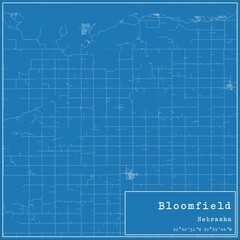 Blueprint US city map of Bloomfield, Nebraska.