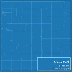 Obraz premium Blueprint US city map of Concord, Nebraska.