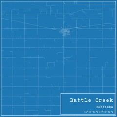 Blueprint US city map of Battle Creek, Nebraska.