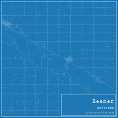 Blueprint US city map of Beemer, Nebraska.