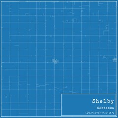 Blueprint US city map of Shelby, Nebraska.
