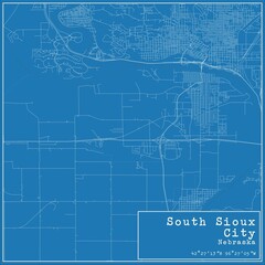 Blueprint US city map of South Sioux City, Nebraska.