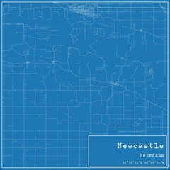 Blueprint US city map of Newcastle, Nebraska.