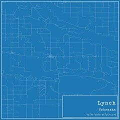Obraz premium Blueprint US city map of Lynch, Nebraska.